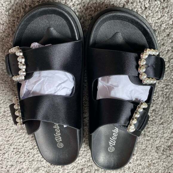 Weeboo Pearl Buckle Slide Sandals 6.5 - Picture 4 of 8